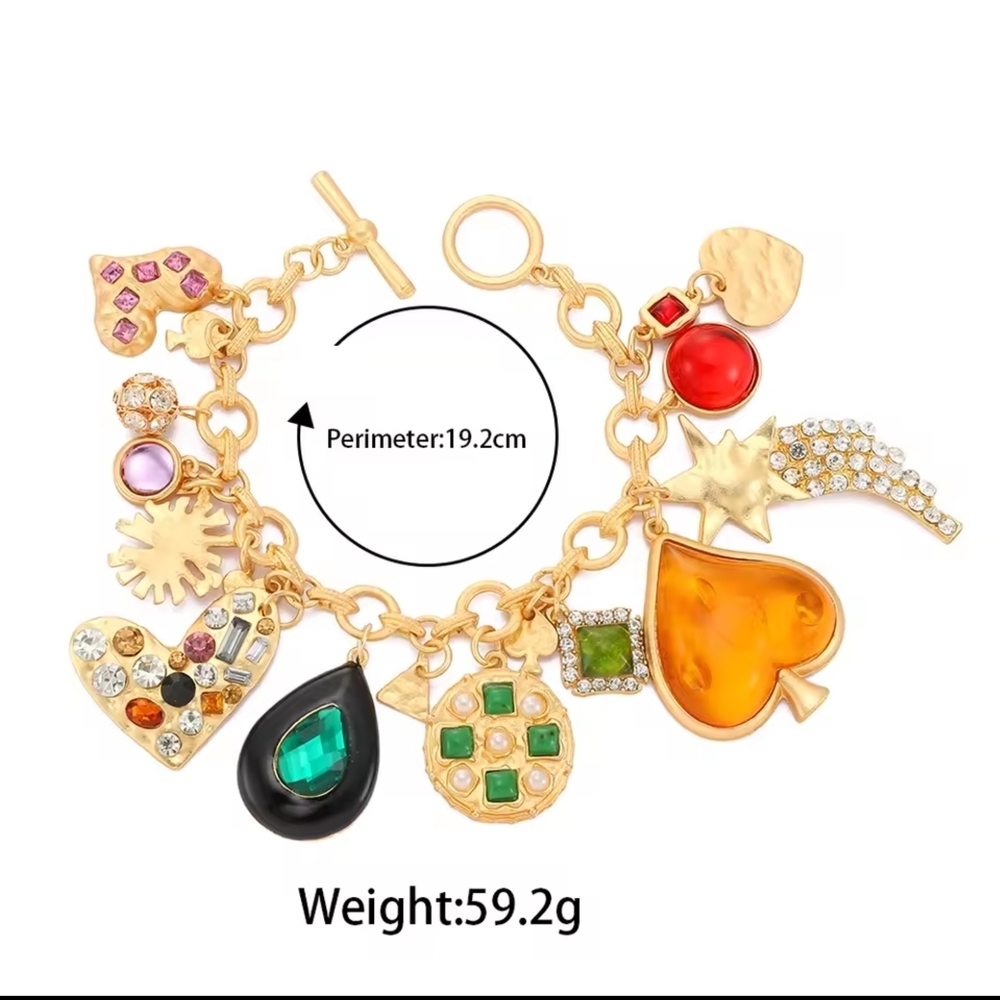 Gold Bracelet with Multicolor Charms - Picture 7 of 7